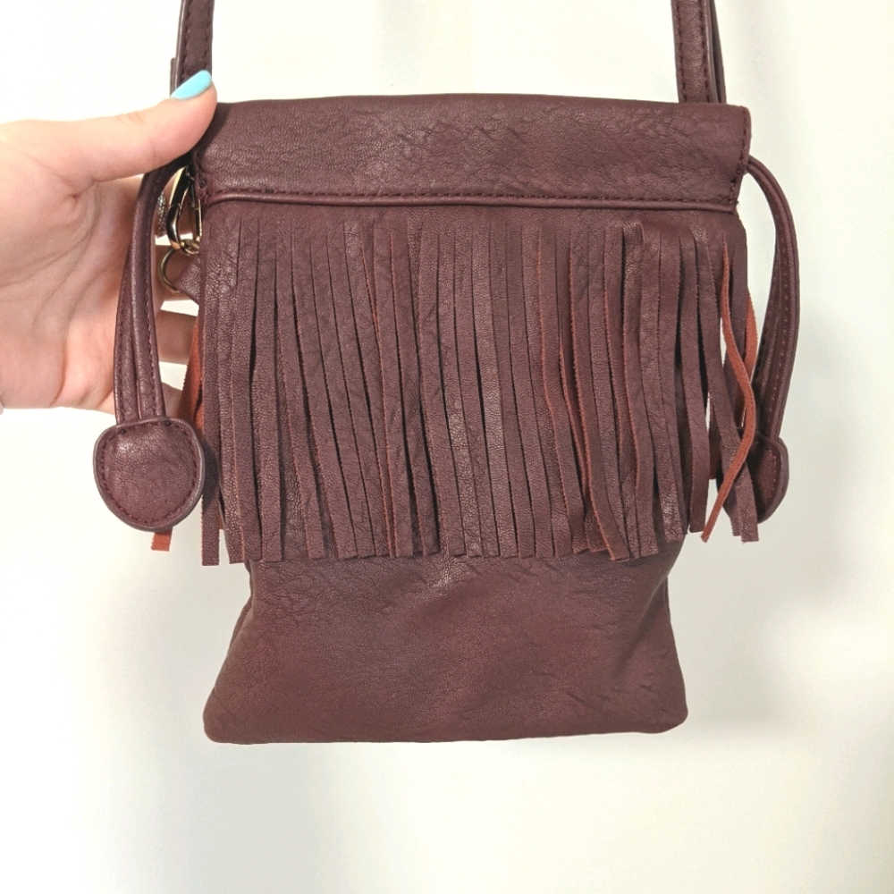 Burgandy Fringe Cross body